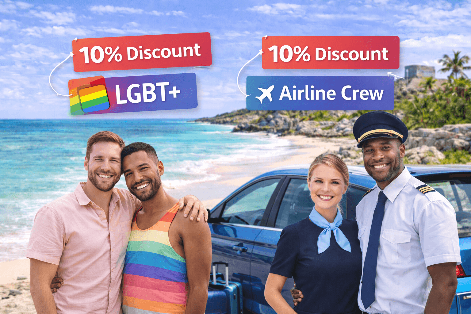 Exclusive Car Rental Offers: 10% Discount for Airline Crew & LGBT+ Community